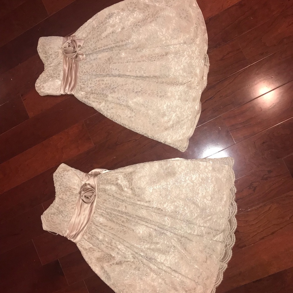 Beautiful champagne colored dresses.